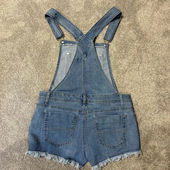 Tinseltown Denim Short Overalls with American Flag Stars & Stripes size small - Picture 7 of 7